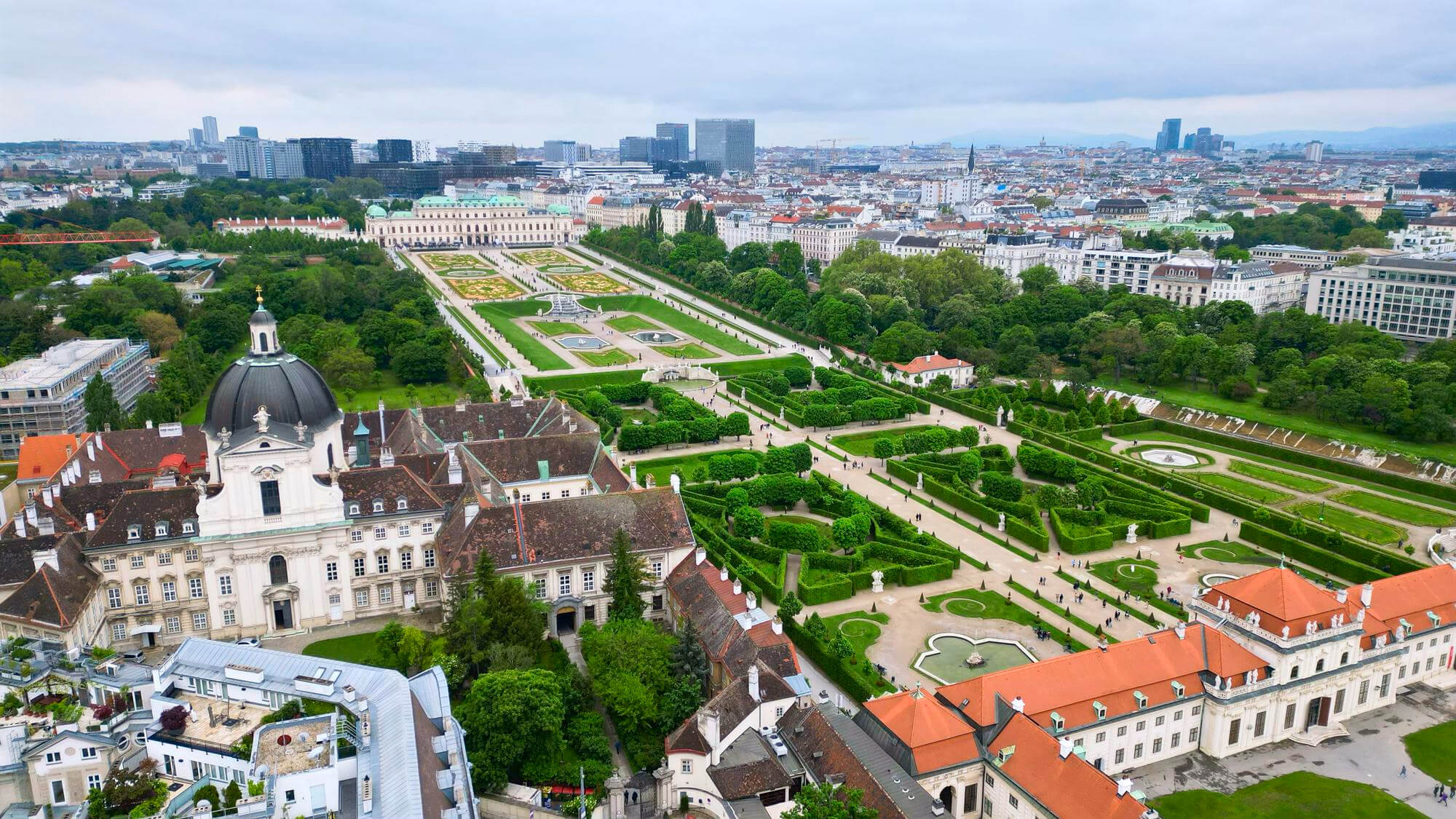 Aerial view of a garden